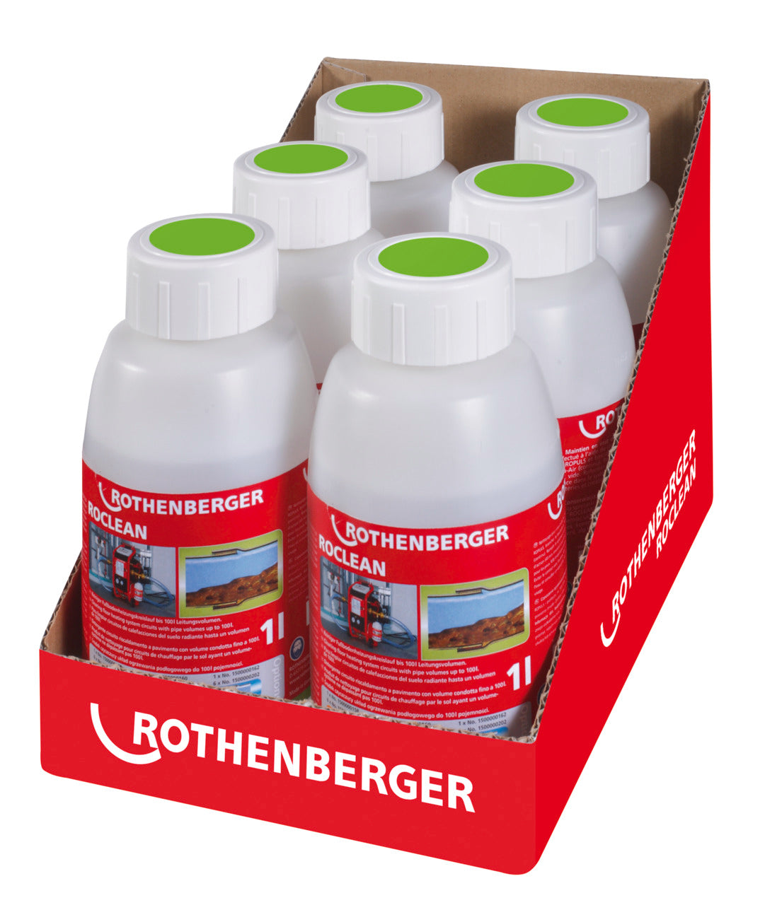 Rothenberger ROCLEAN Verde - Detergente per la pulizia dei sistemi di riscaldamento a pavimento (6 pz) - 1500000201