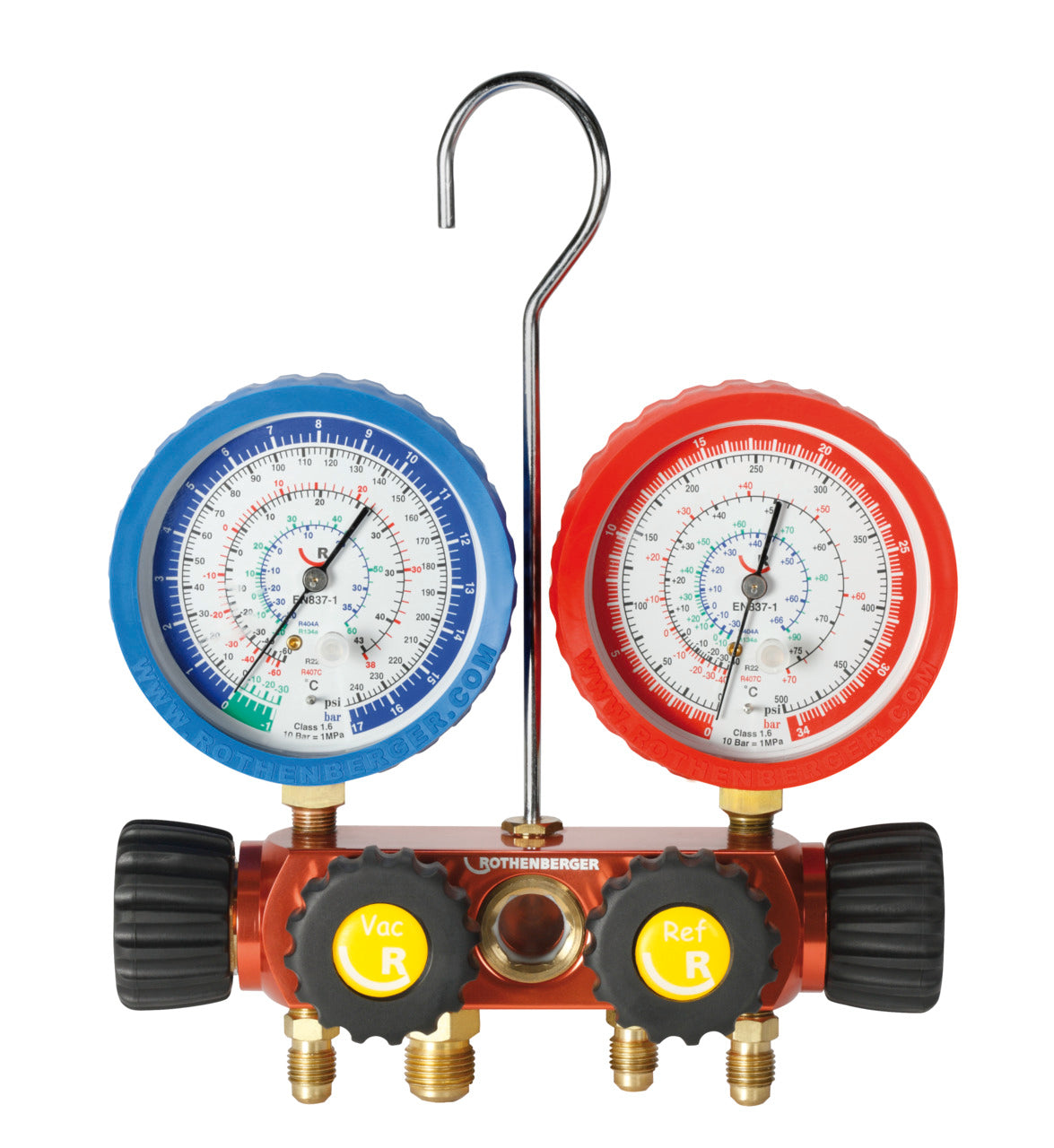Rothenberger Manometro analogico a 4 vie, per R410A-R32 - 1000001427