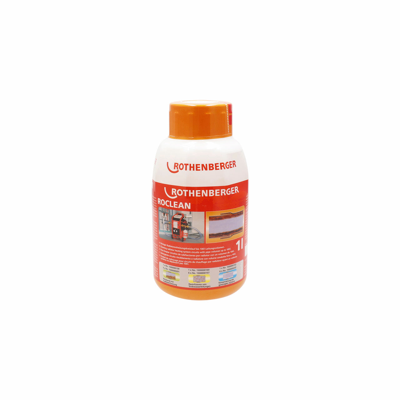 Rothenberger Zur Reinigung von Verschlammungen und Biofilmen. Geeignet für alle gängigen Rohrmaterialien. Bleibt nicht im System. Eine Flasche für 100 l System. - 1500000158