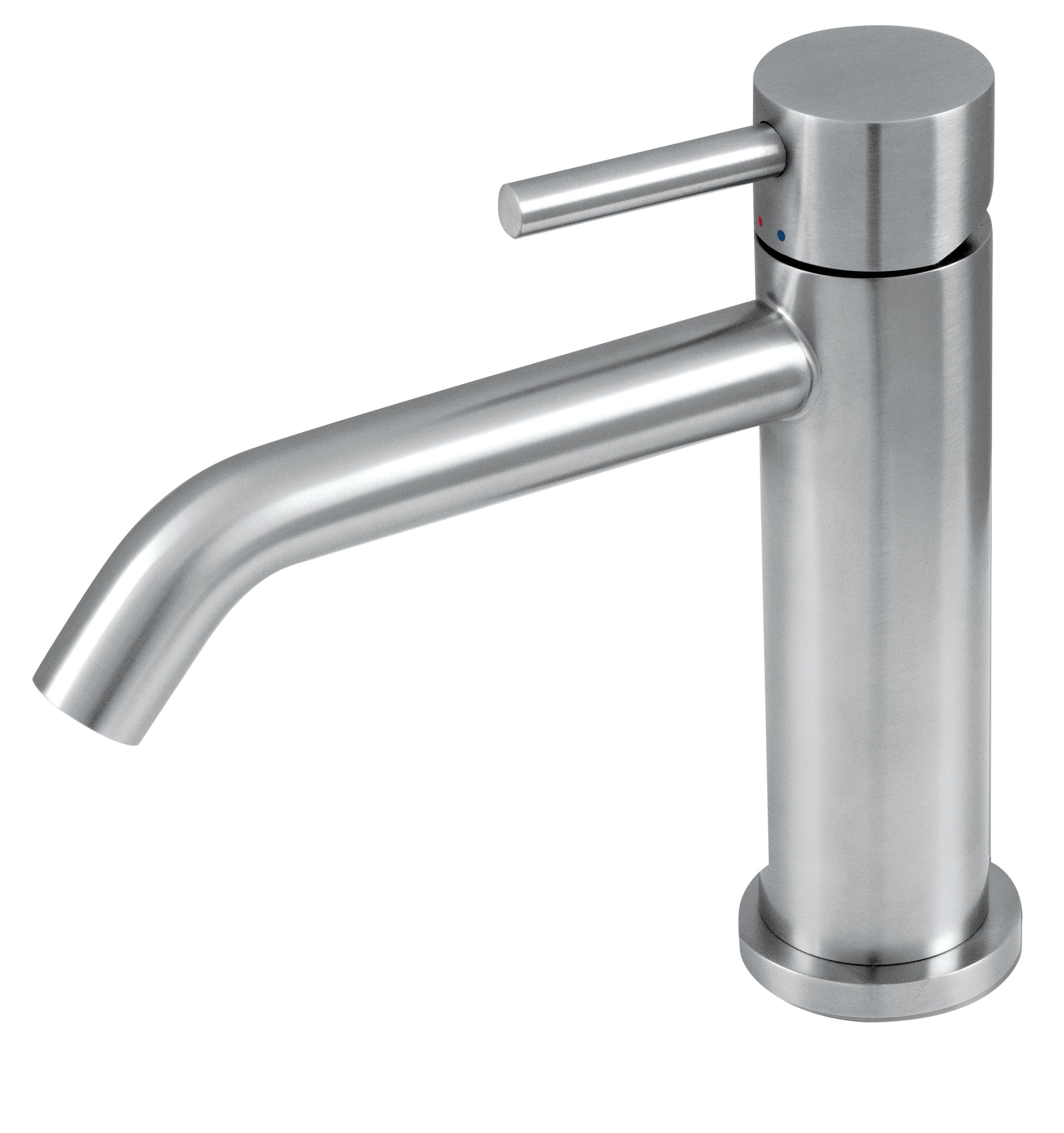 Tubico Nilo diametro35 rubinetto miscelatore per lavabo in acciaio inox satinato Made in Italy T37011S