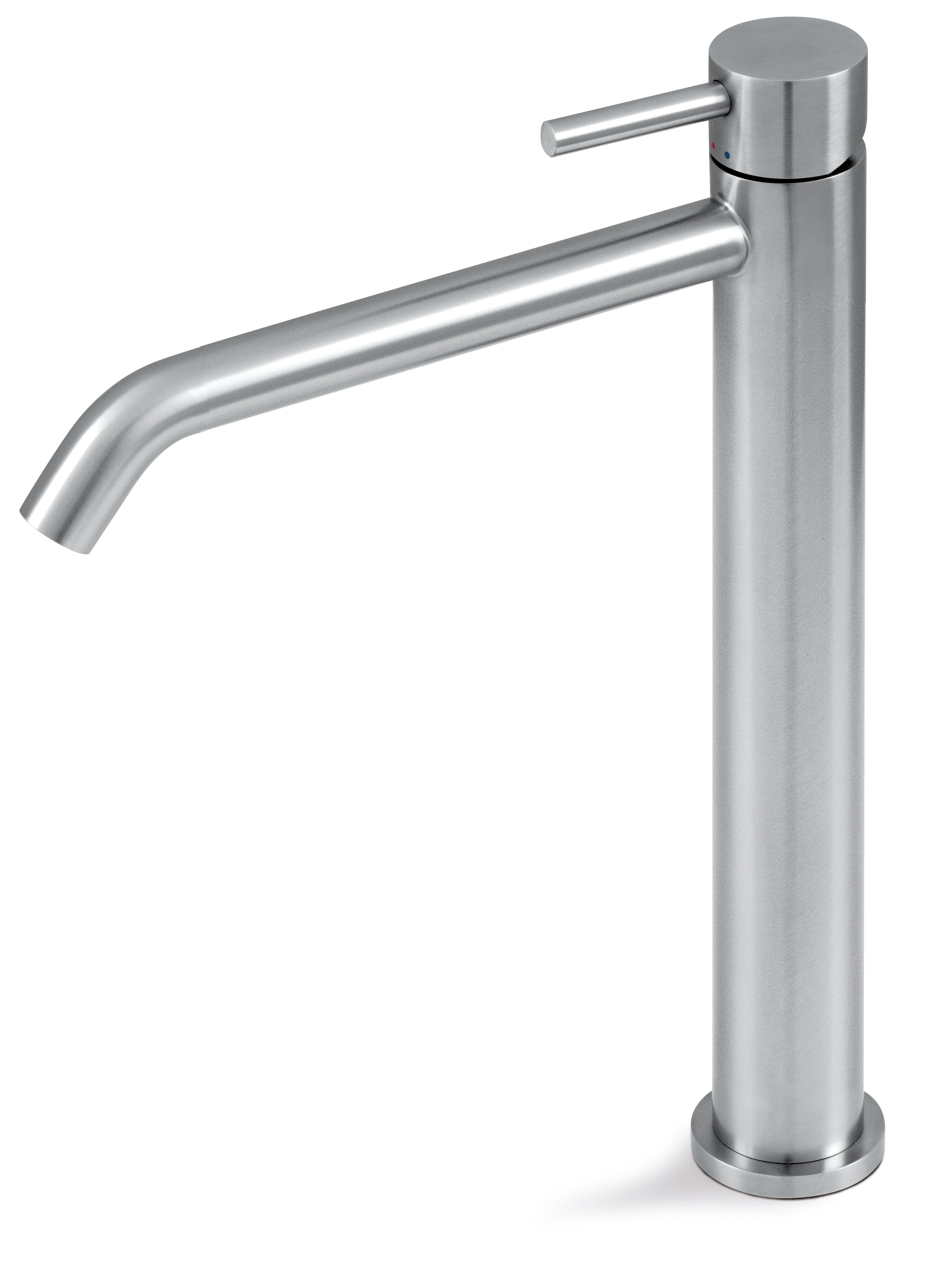 Tubico Nilo diametro35 rubinetto miscelatore alto per lavabo in acciaio inox satinato Made in Italy T37021S