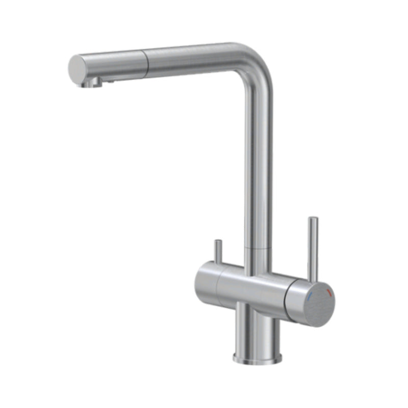 Tubico - Miscelatore lavello cucina tre vie acciaio inox doccetta estraibile - T39512S