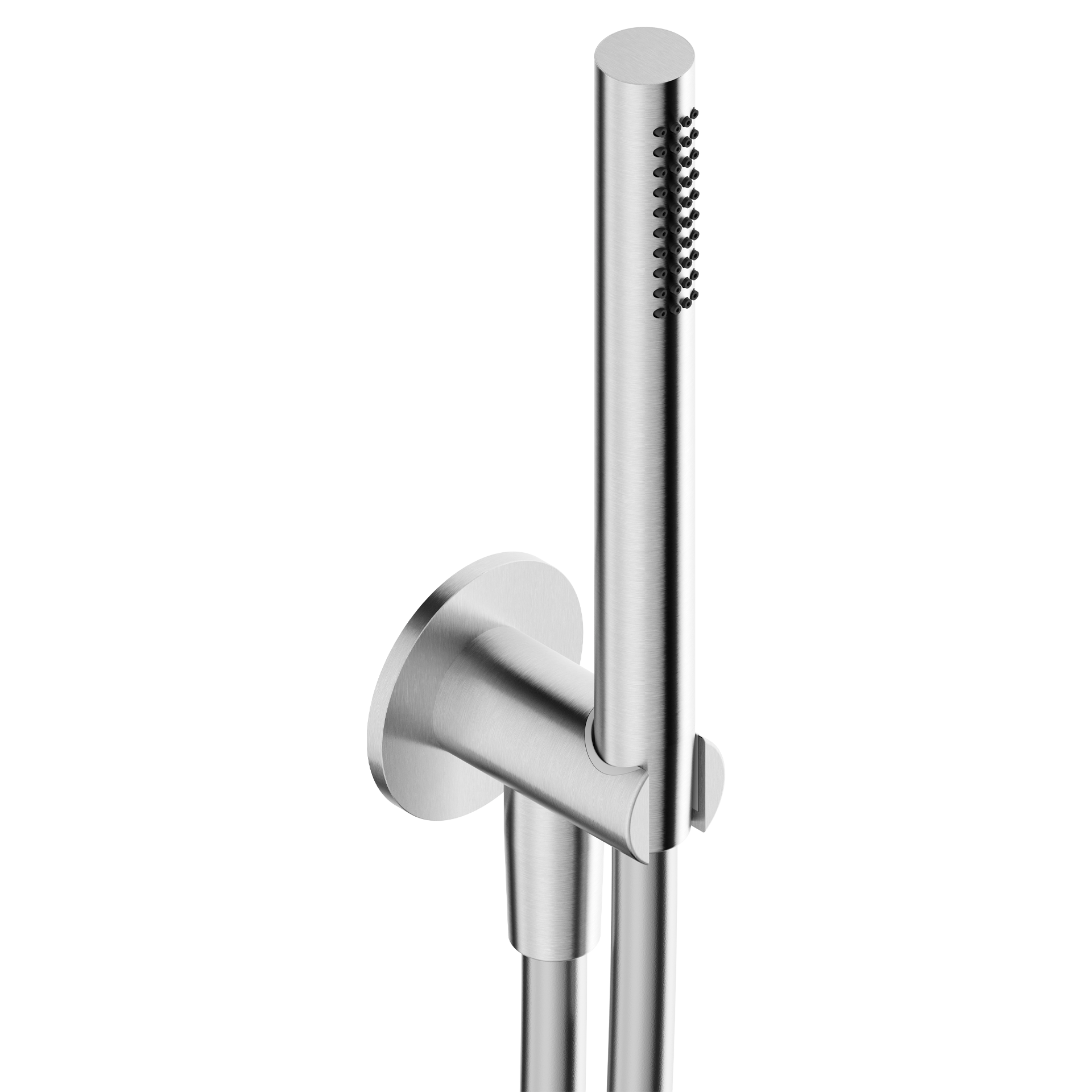 Tubico - Set doccia in acciaio inox 316L con rosone diametro 65 mm e presa acqua - Brushed - T54054S