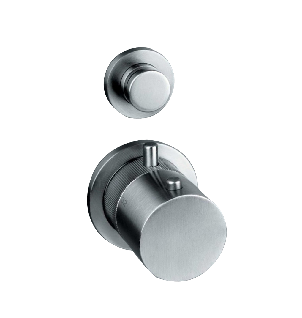 Tubico Miscelatore doccia termostatico ad incasso 2 vie con deviatore in acciaio inox 316L - Brushed - T54117S