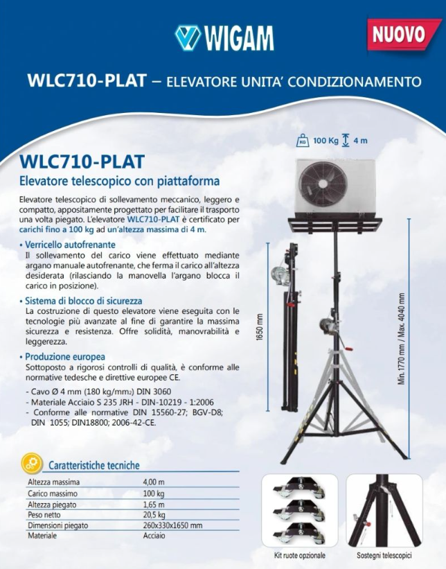 Wigam WLC710-PLAT elevatore per unità condizionamento 16012001