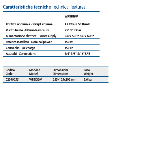 Wigam WP3DE/V pompa per vuoto 02099033