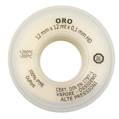 NASTRO PTFE TEFLON ORO 12MM x 12MT x 0.10mm