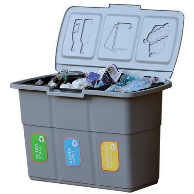 POUBELLE POUR COLLECTE SÉPARÉE DES DÉCHETS 3 COMPARTIMENTS SÉPARÉS