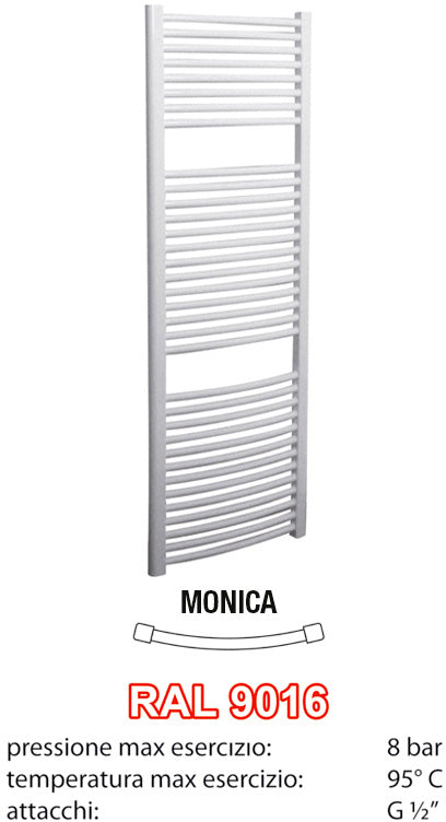 Termotech Monica scaldasalviette radiatore termoarredo curvo 1800 x 500 interasse 450 bianco