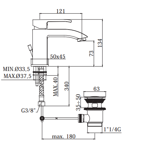 Paffoni Level rubinetto miscelatore lavabo cod. LES075CR