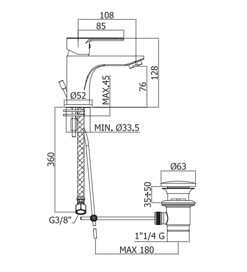 Mitigeur lavabo Paffoni Blu cod. BLU075CR