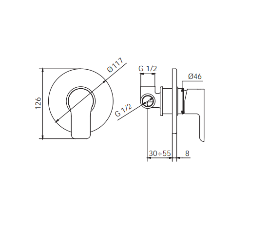 Mixtech Onda miscelatore incasso doccia