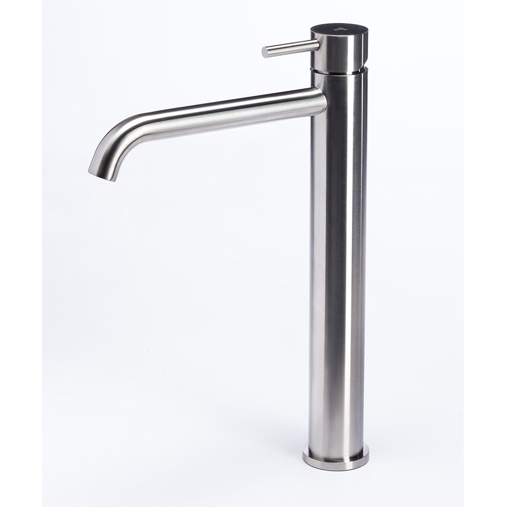 Tubico Nilo rubinetto miscelatore lavabo alto in acciaio inox senza scarico Made in Italy cod. T20021S