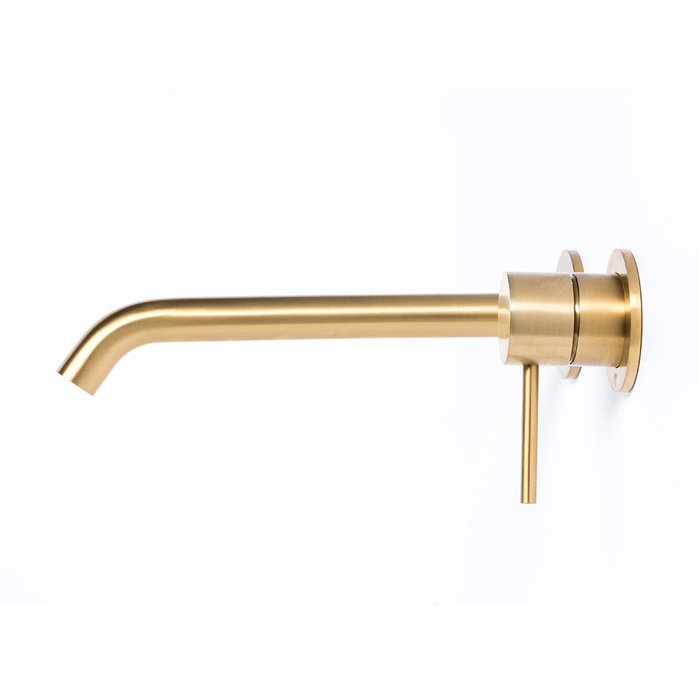 Tubico Tevere rubinetto miscelatore a parete per lavabo in acciaio inox 316L oro Made in Italy T44131G