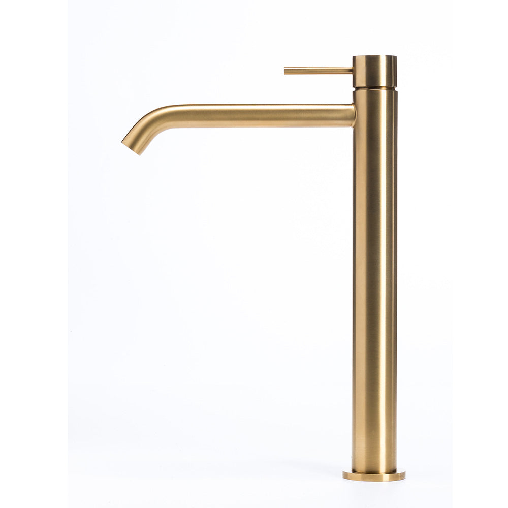 Tubico Tevere rubinetto miscelatore alto per lavabo in acciaio inox 316L oro Made in Italy T44120G